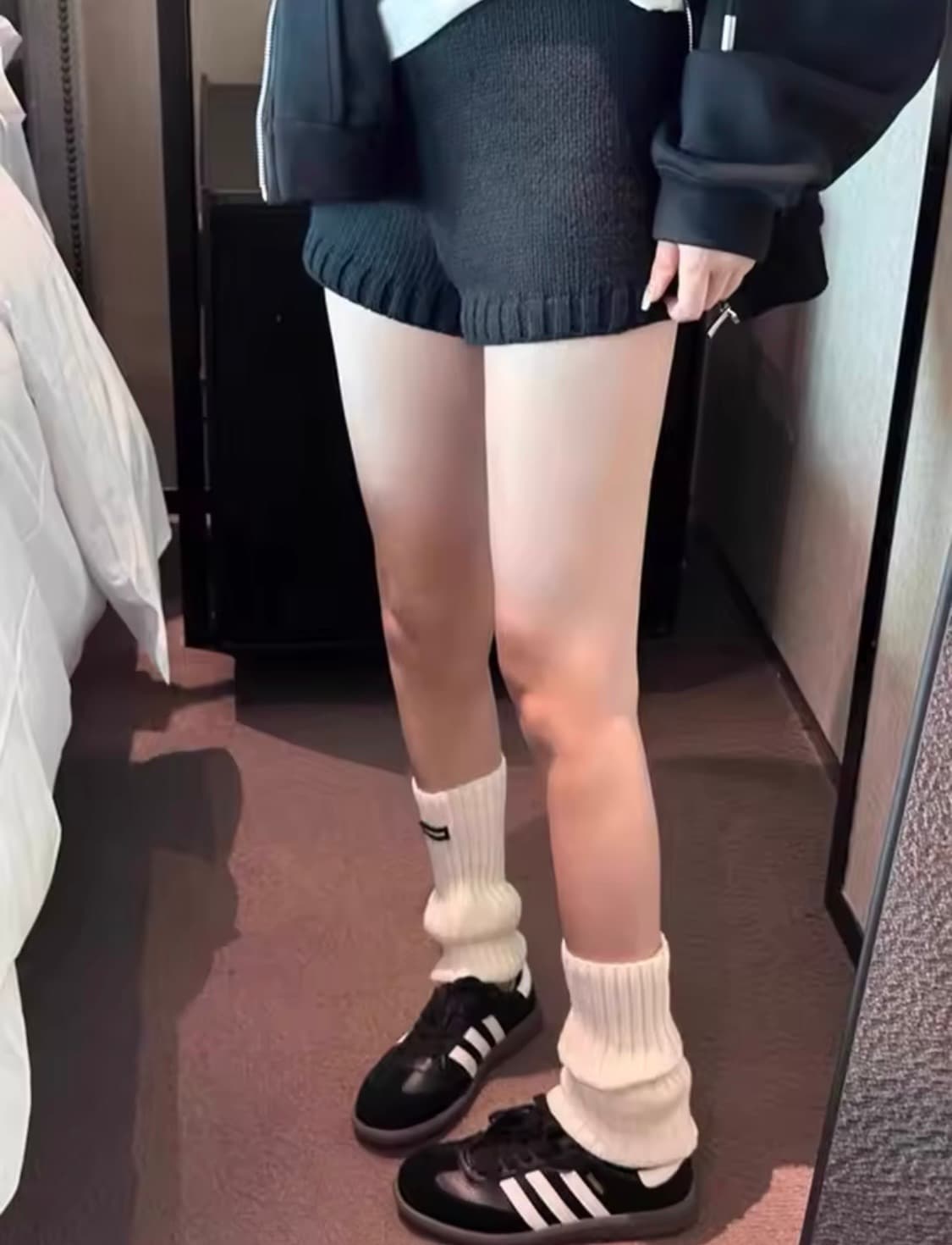 니트 반바지 울 팬츠 (차콜) 상품이미지5