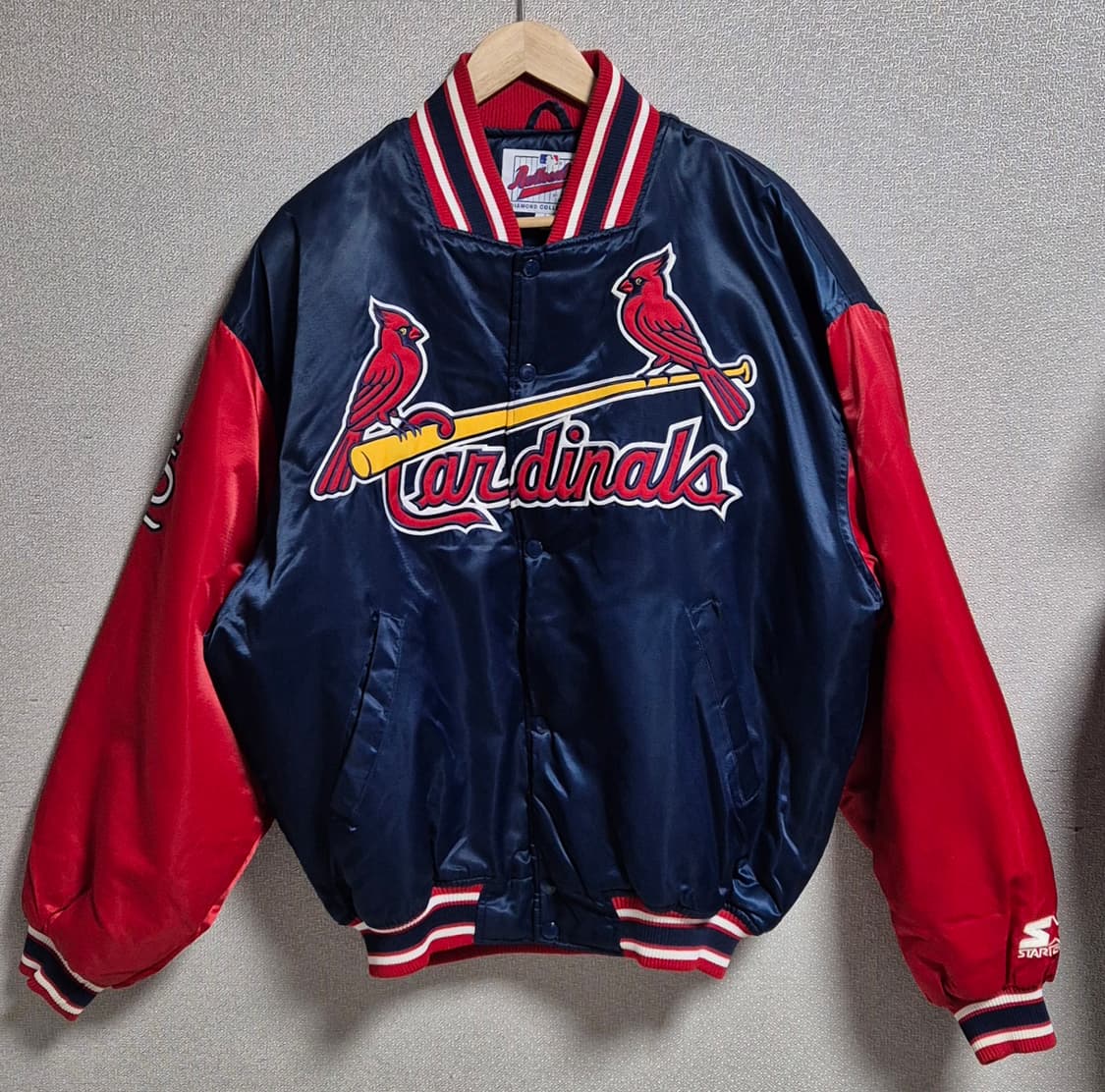 오버핏 L ) 스타터 캘리포니아 네이비+레드 바시티자켓 점퍼 상품이미지1