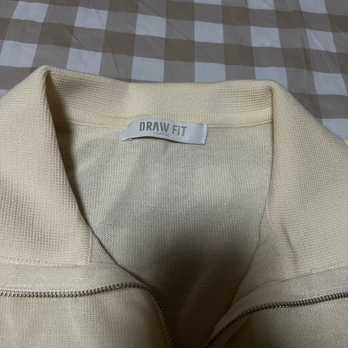 드로우핏 아이보리 반집업 반팔 L 반팔티 화이트 라지 공용 상품이미지2