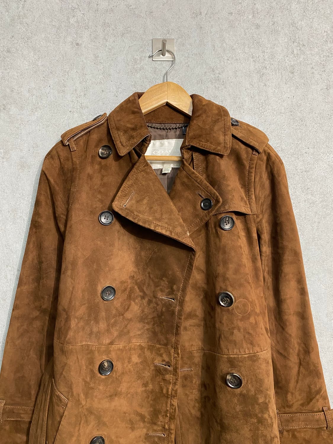 [2] COACH 코치 브라운 스웨이드 트렌치 코트 상품이미지2