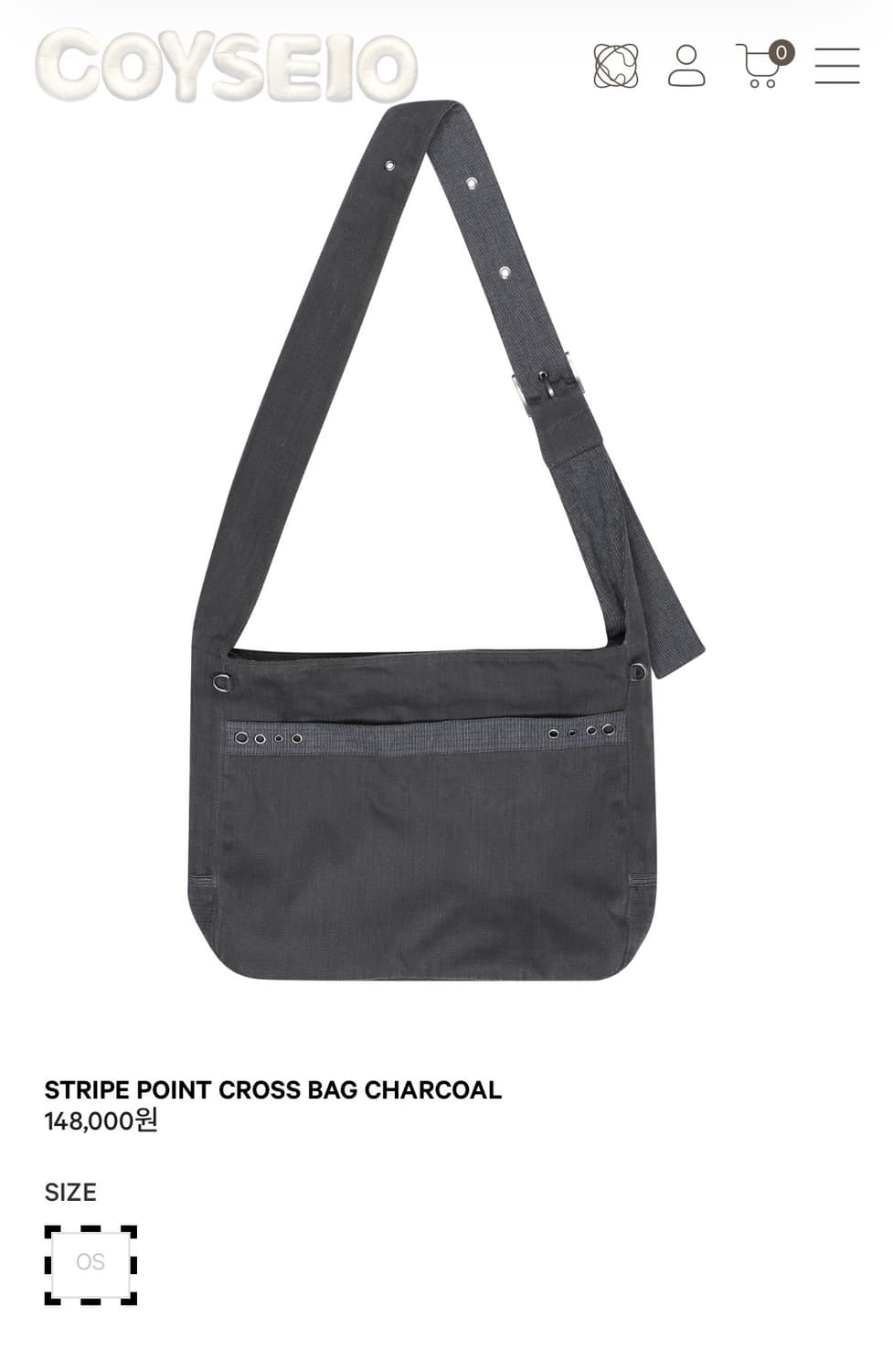 코이세이오 스트라이프 크로스백 차콜  상품이미지1
