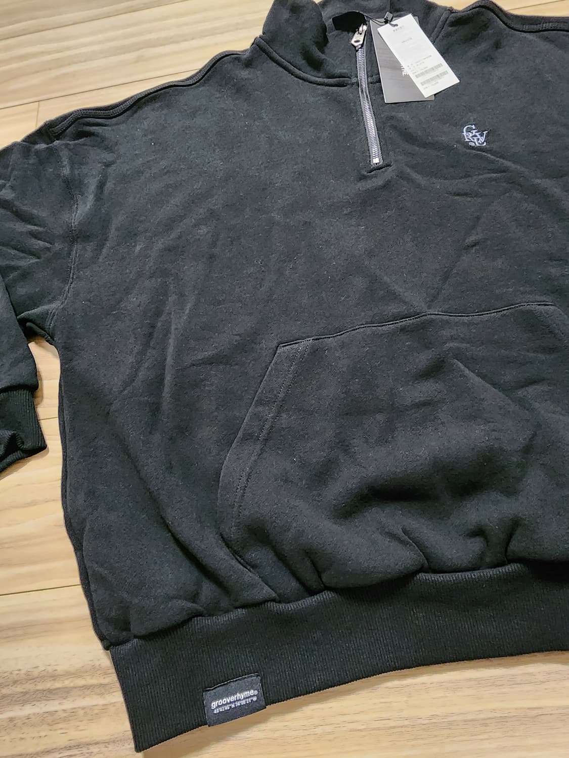 그루브라임오버핏하프집업맨투맨티셔츠L블랙 상품이미지5