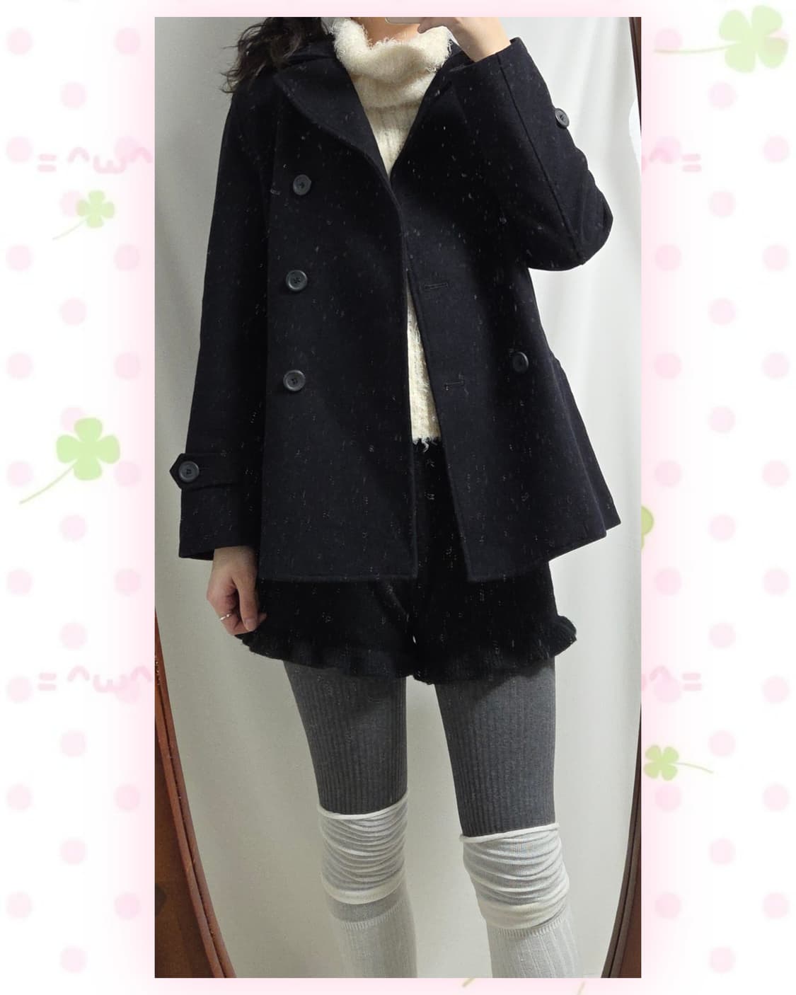 HUSHUSH 블랙 울혼방 코트 상품이미지1