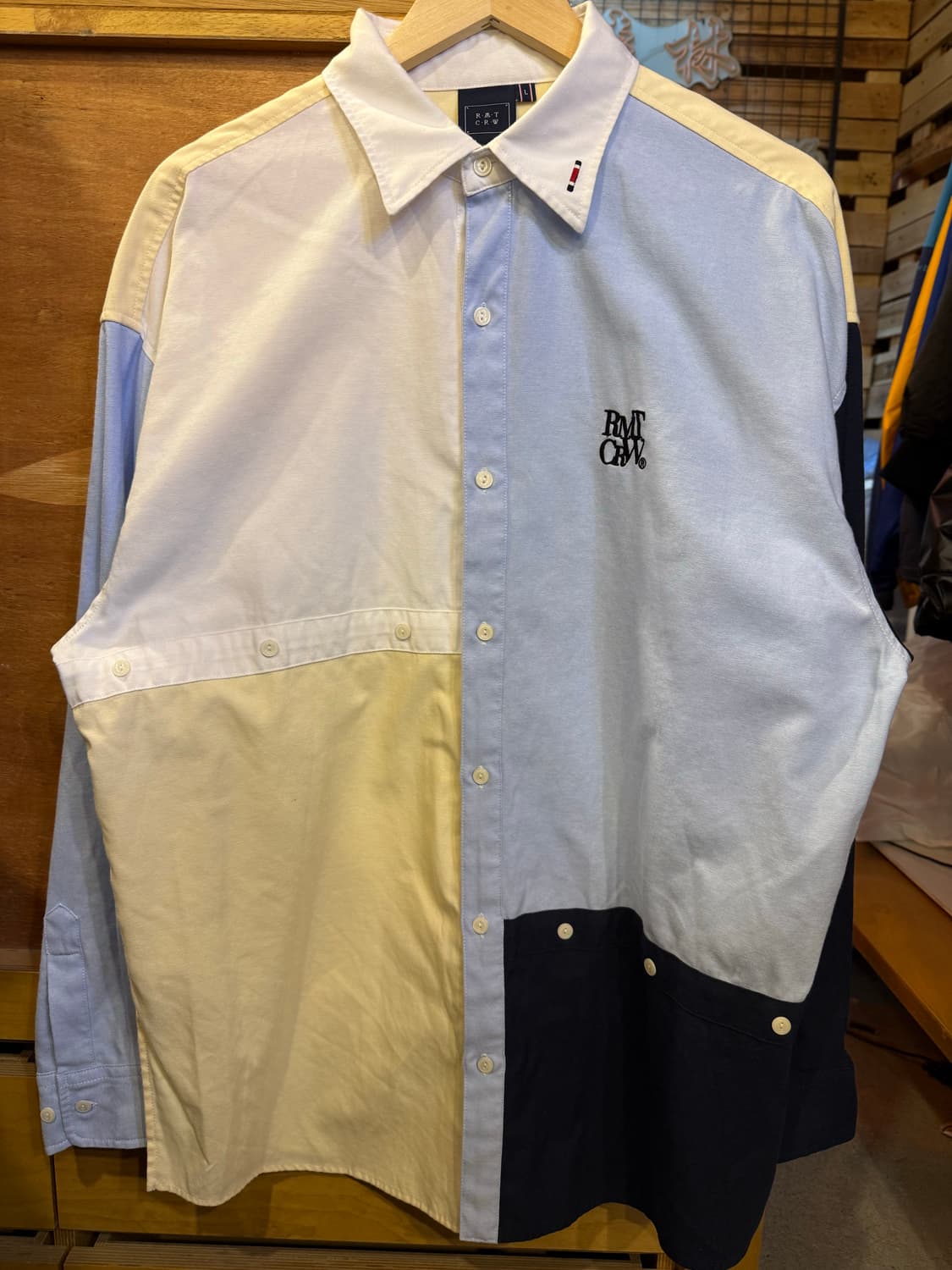 로맨틱크라운 컬러 믹스 코튼 셔츠 상품이미지1