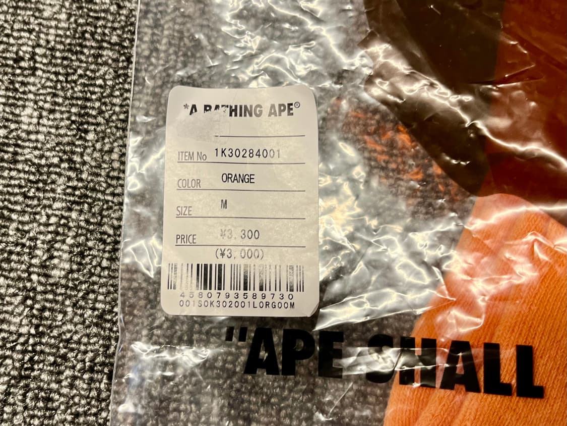 A Bathing Ape 베이프 오렌지색 양말 S, M 새제품  상품이미지4