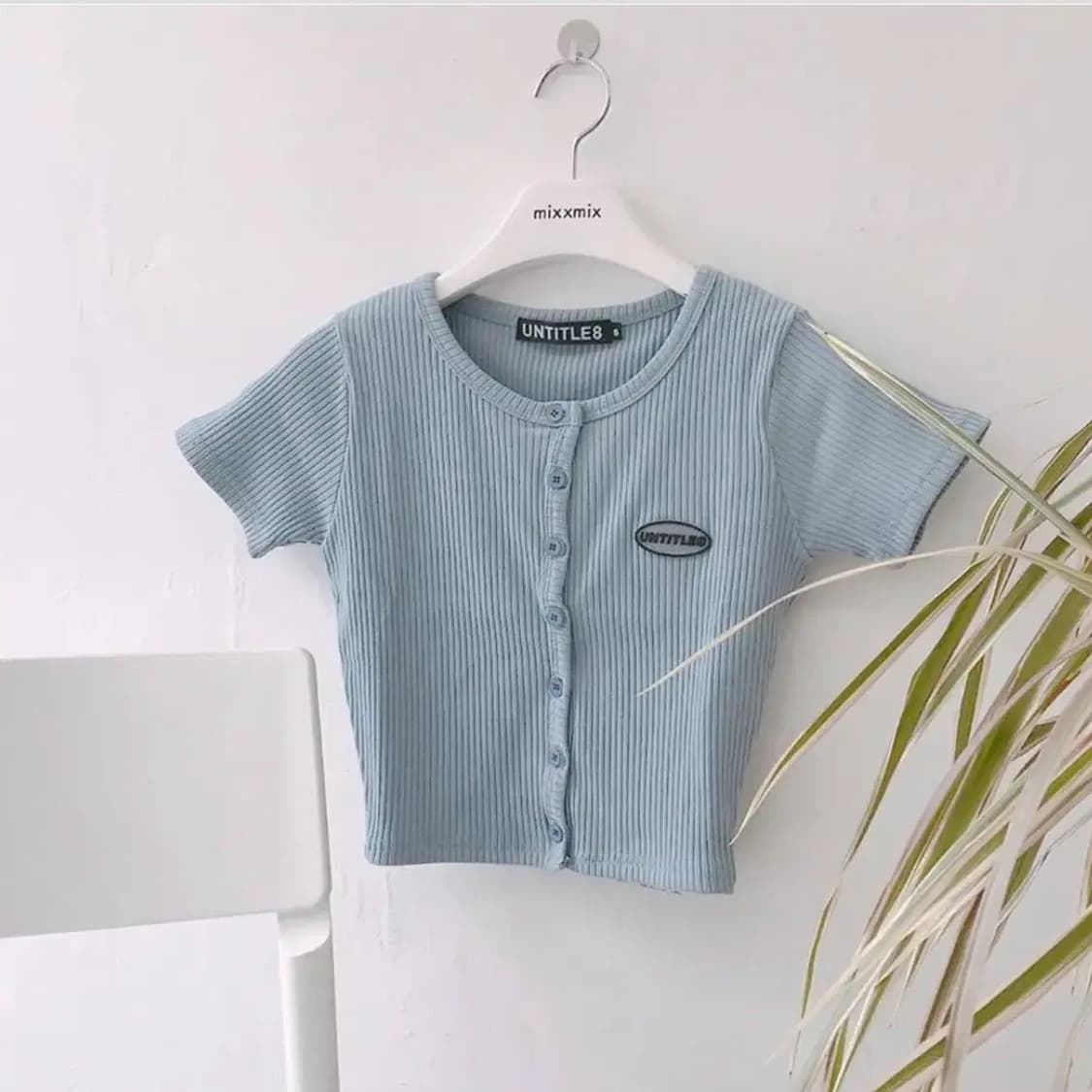 믹스엑스믹스 크롭 니트 가디건 하늘색 소라 상품이미지1