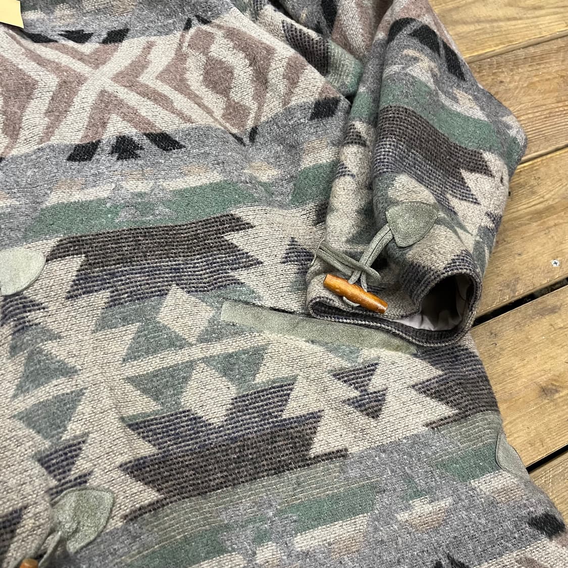 빈티지 커요커 가죽 배색 울 더플자켓  상품이미지4