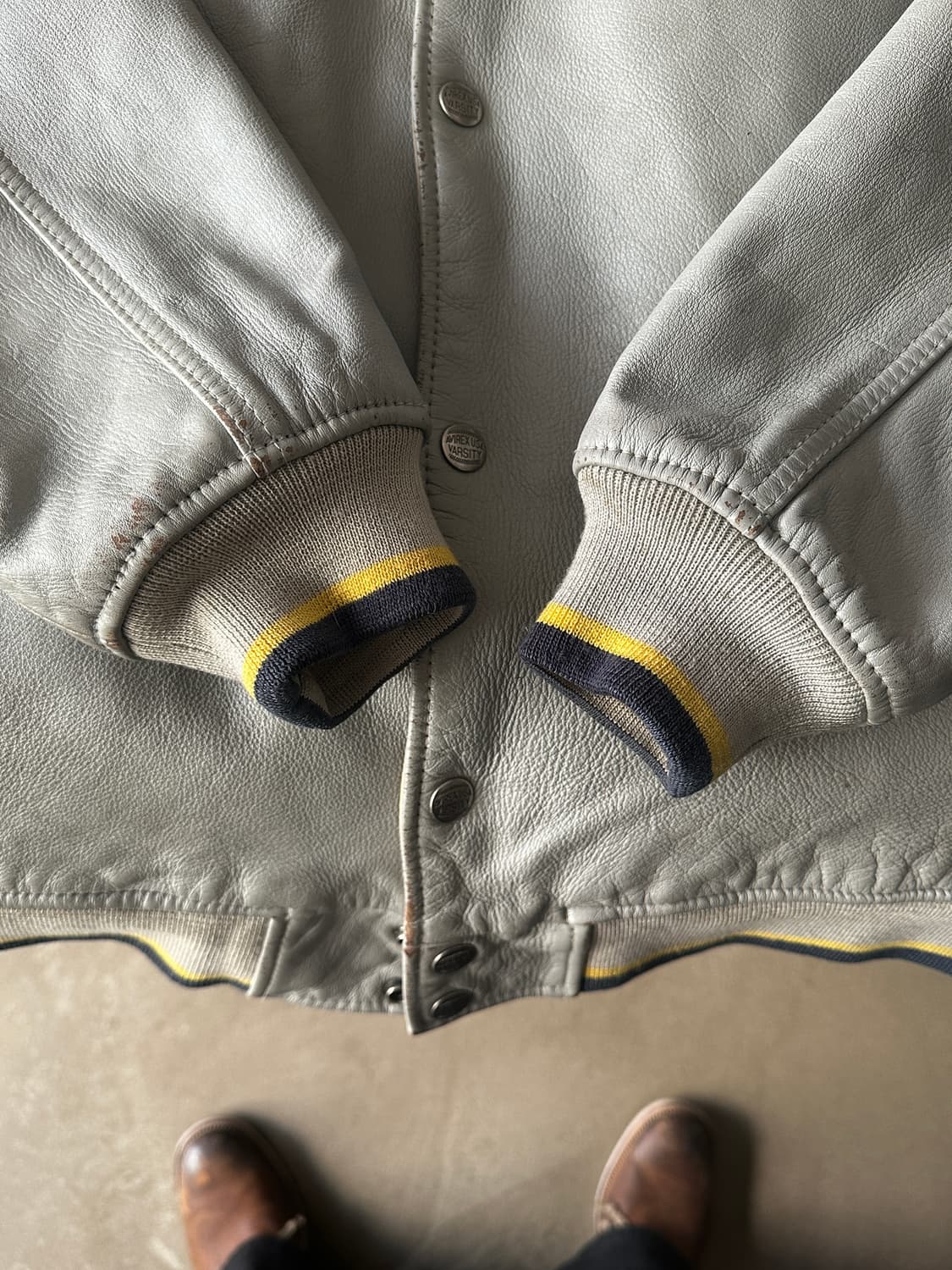 90s 아비렉스 소가죽 레더 바시티 자켓 상품이미지3