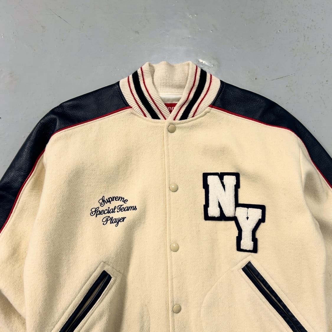 03AW 슈프림 울 레더 바시티 자켓  상품이미지2