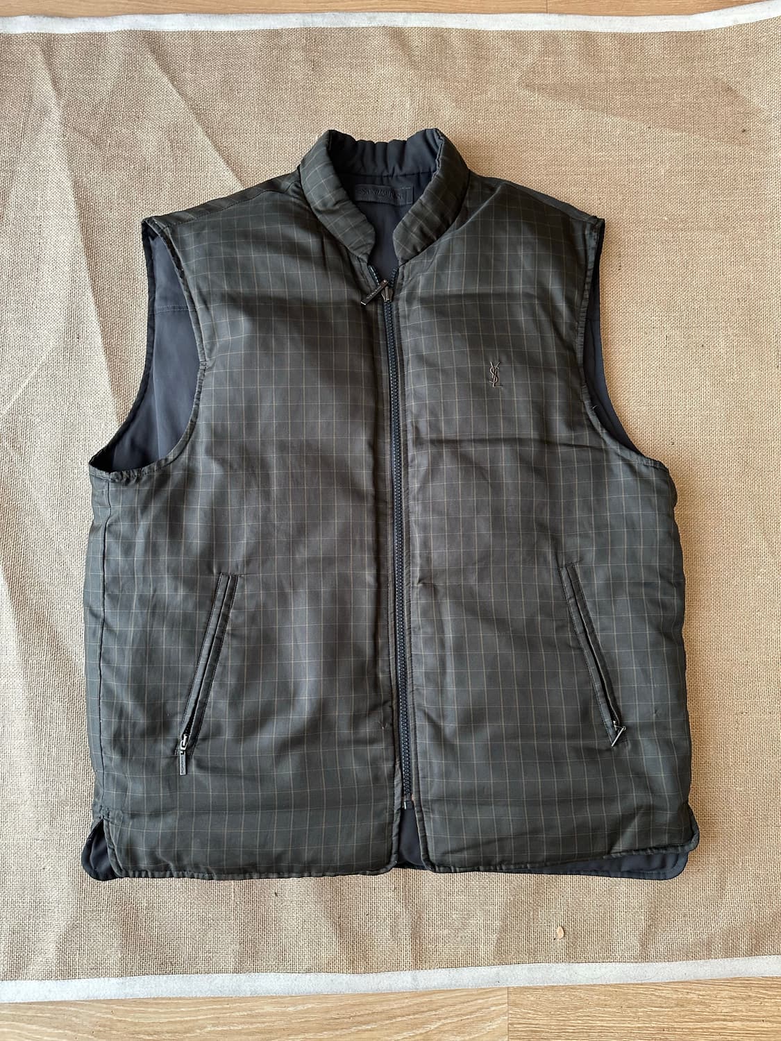생로랑 남성 리버시블 체크 조끼 영면 100 상품이미지1