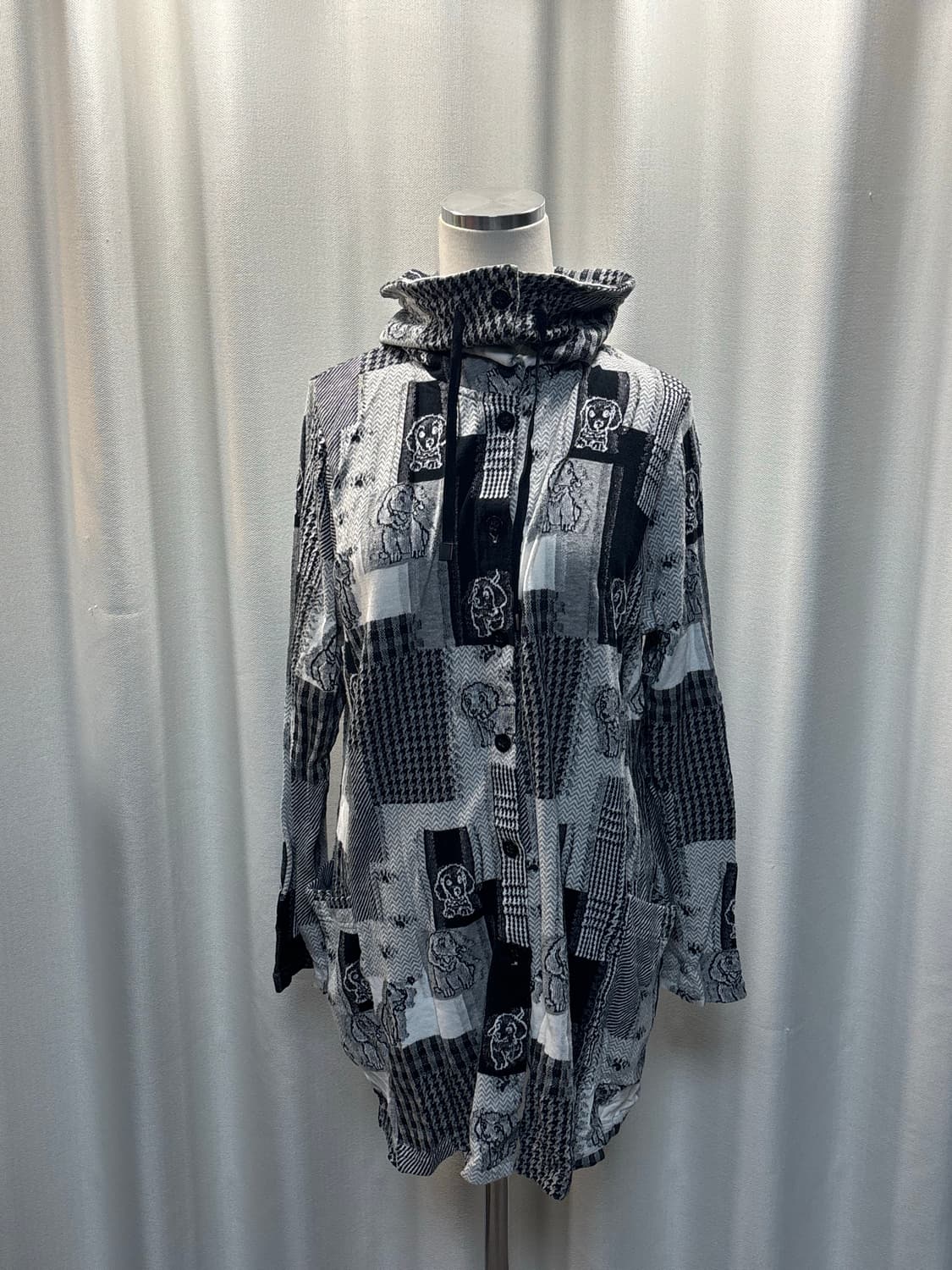 블랙 체크 터틀넥 가디건 상품이미지2