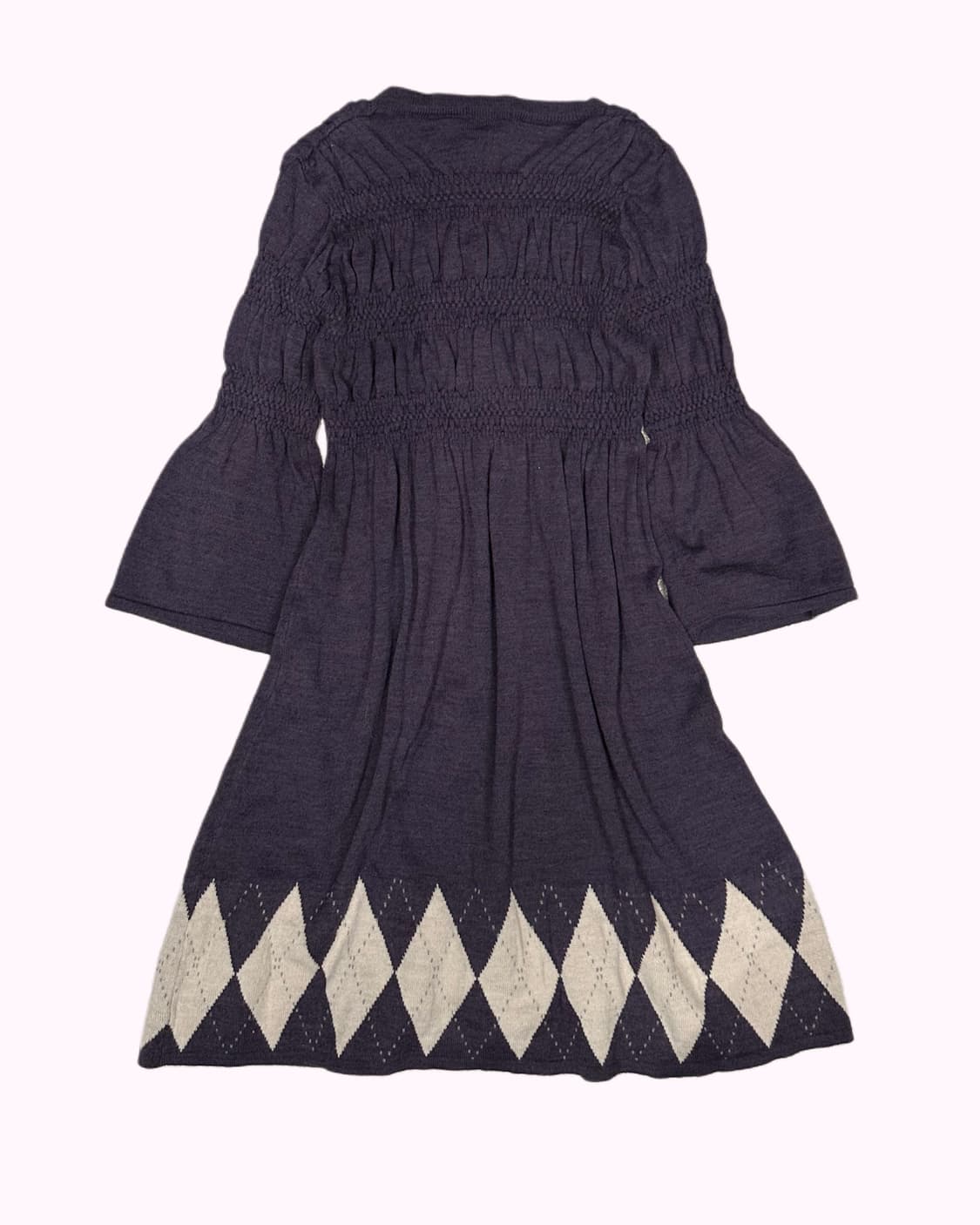 purple shirring argyle knit dress 상품이미지4