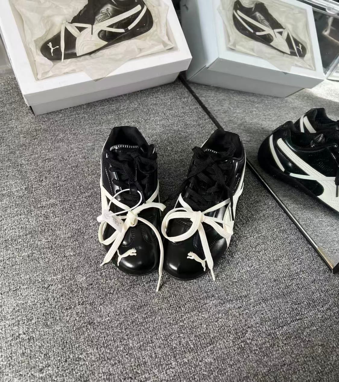 푸마 x 로제 스피드캣 PRM 블랙 웜 화이트 235mm 상품이미지4