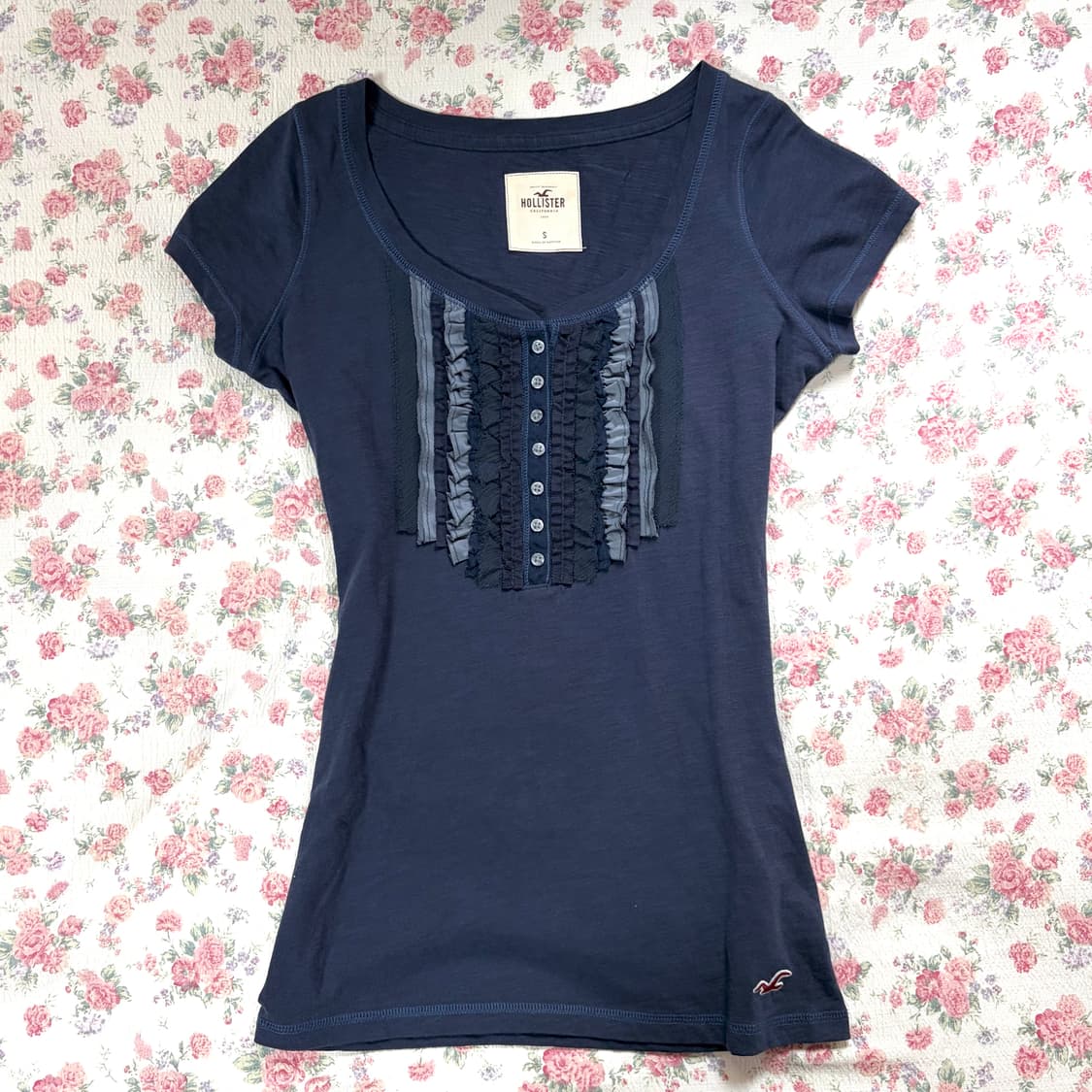 홀리스터 프릴 레이스 반팔티 Y2K 상품이미지1