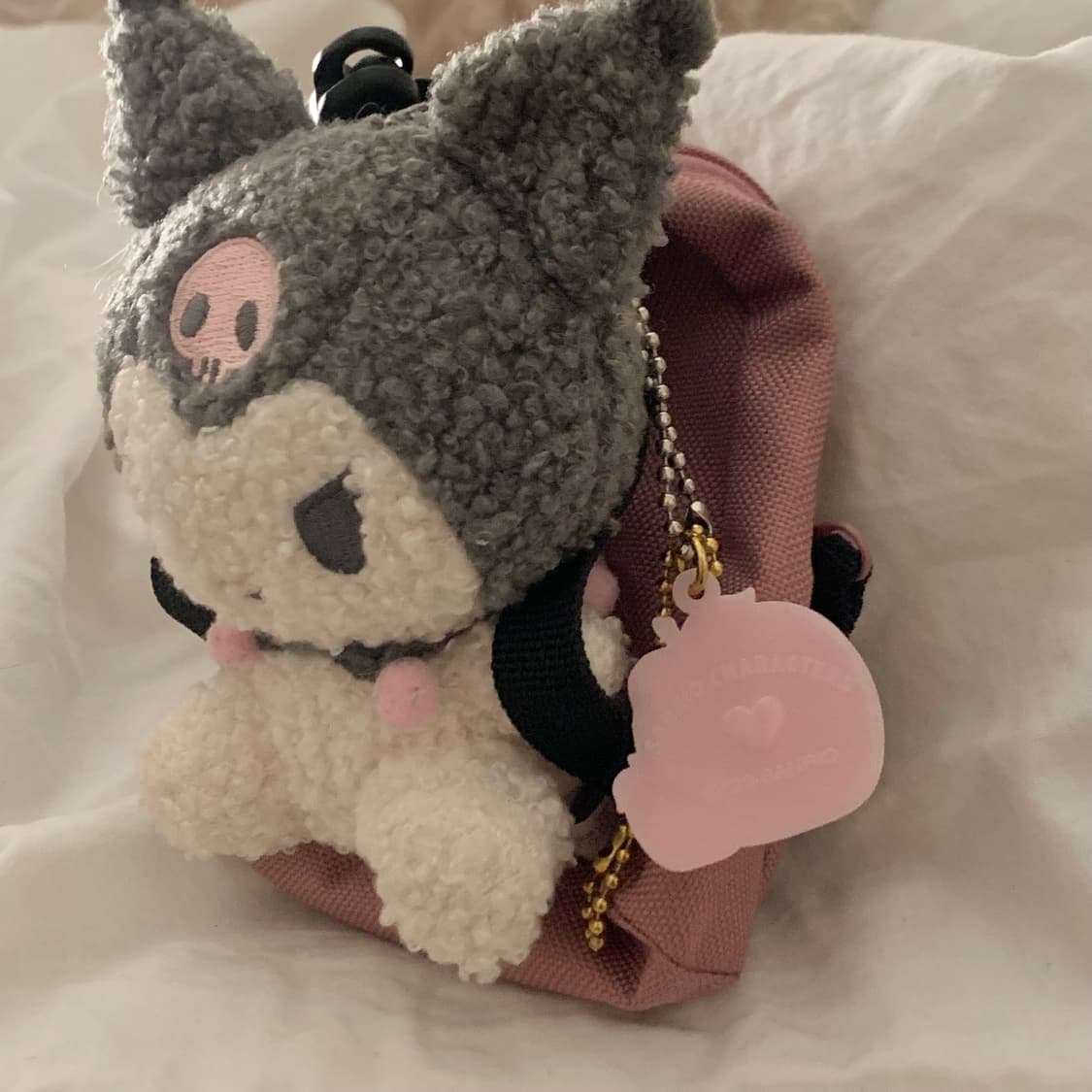 키링 무인양품 무지 발수 미니 륙색 백팩 파우치 핑크 블랙 두개 일괄 상품이미지7