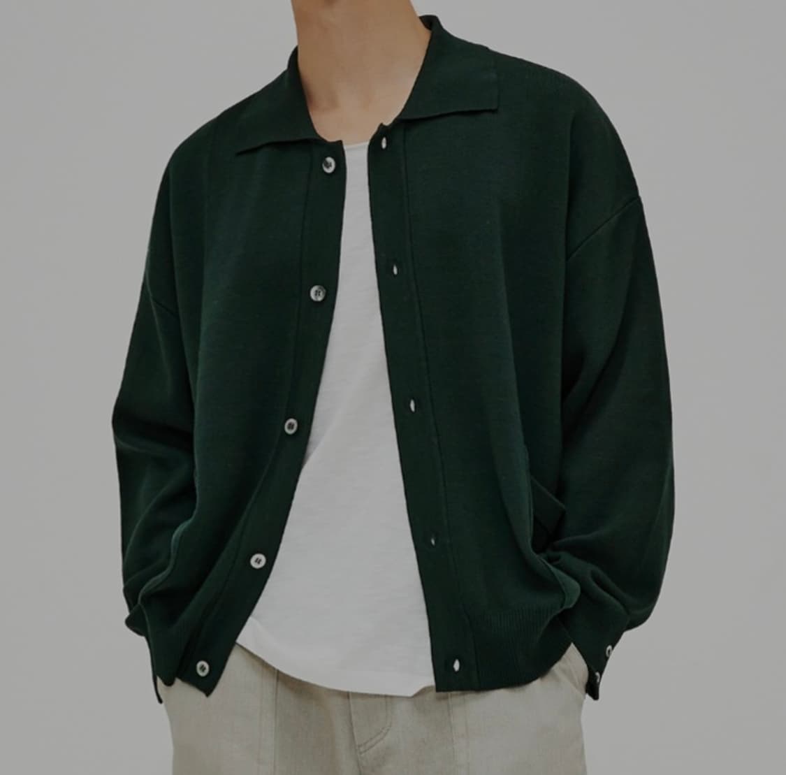 새제품)엘무드 오디너리 카라 포켓 가디건 딥그린 48 상품이미지2