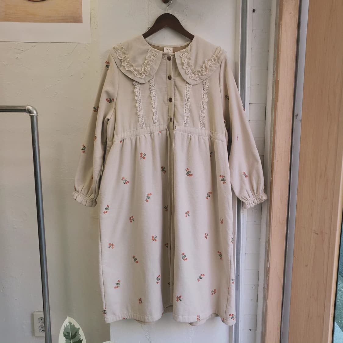 JYZI 코듀로이 플라워자수 기모 원피스 상품이미지3