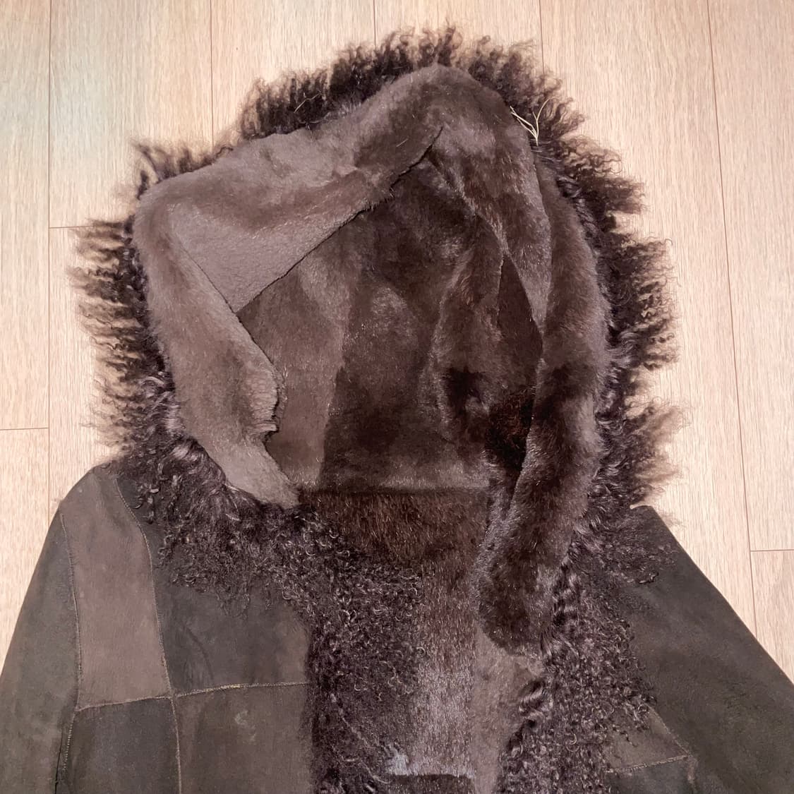 고딕 펑크 빈티지 그런지 브라운 후드 퍼 코트/자켓 상품이미지2