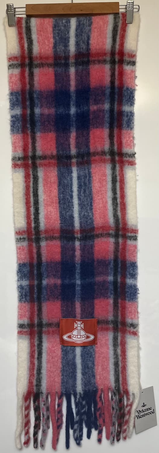 비비안웨스트우드 체크 모헤어울머플러 핑크 네이비 남여공용 상품이미지1