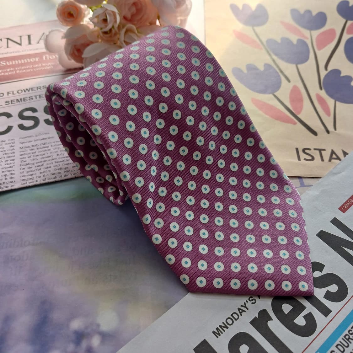 챕스 실크 핑크 도트 패턴 넥타이 9.1cm A+등급 A18699
 상품이미지2