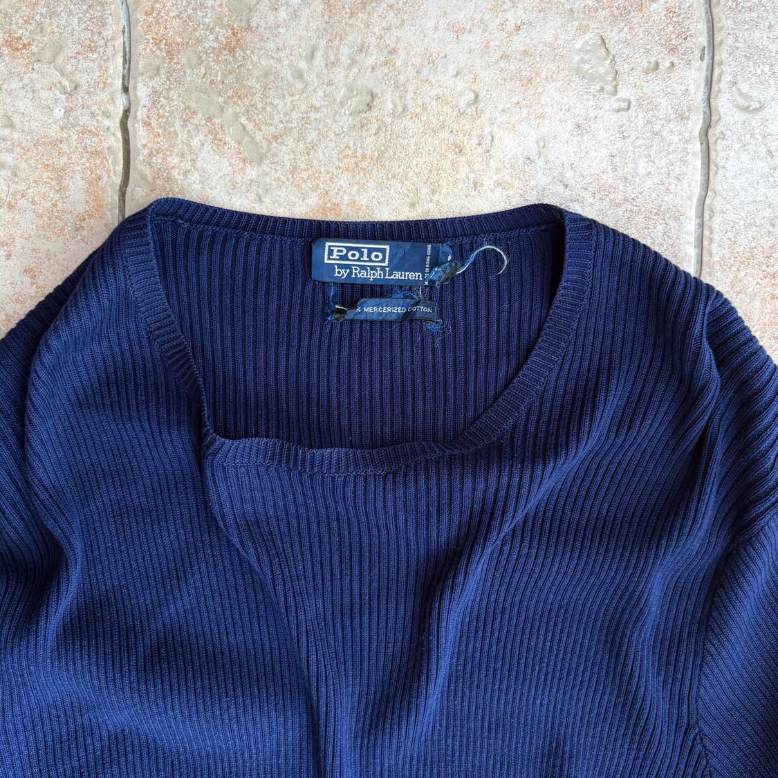 [착샷O] Polo cotton navy knit (mercerized) 상품이미지2