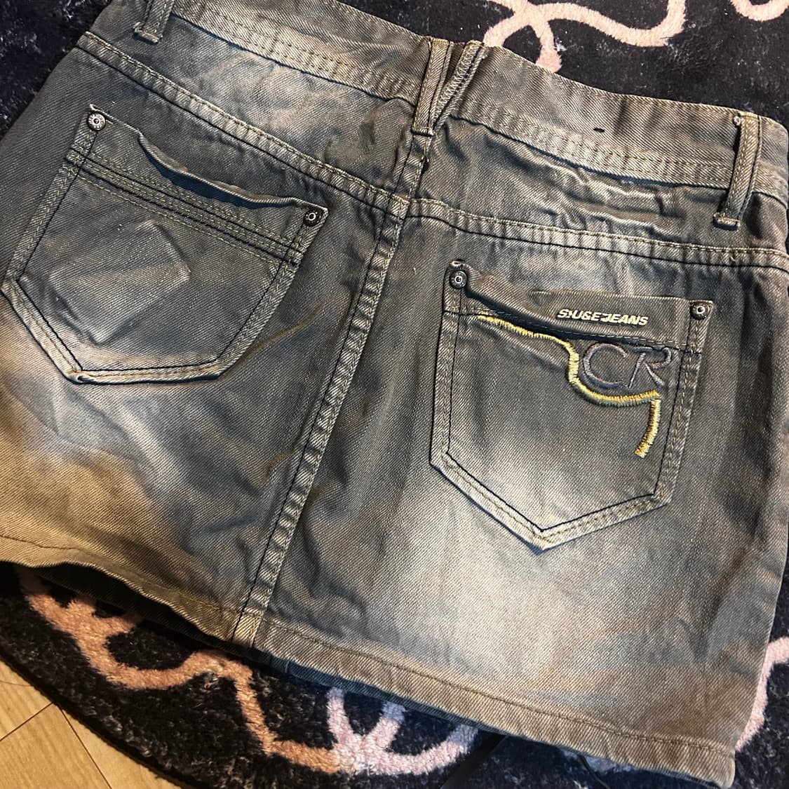 빈티지 워싱 그레이 미니 데님 스커트 상품이미지2