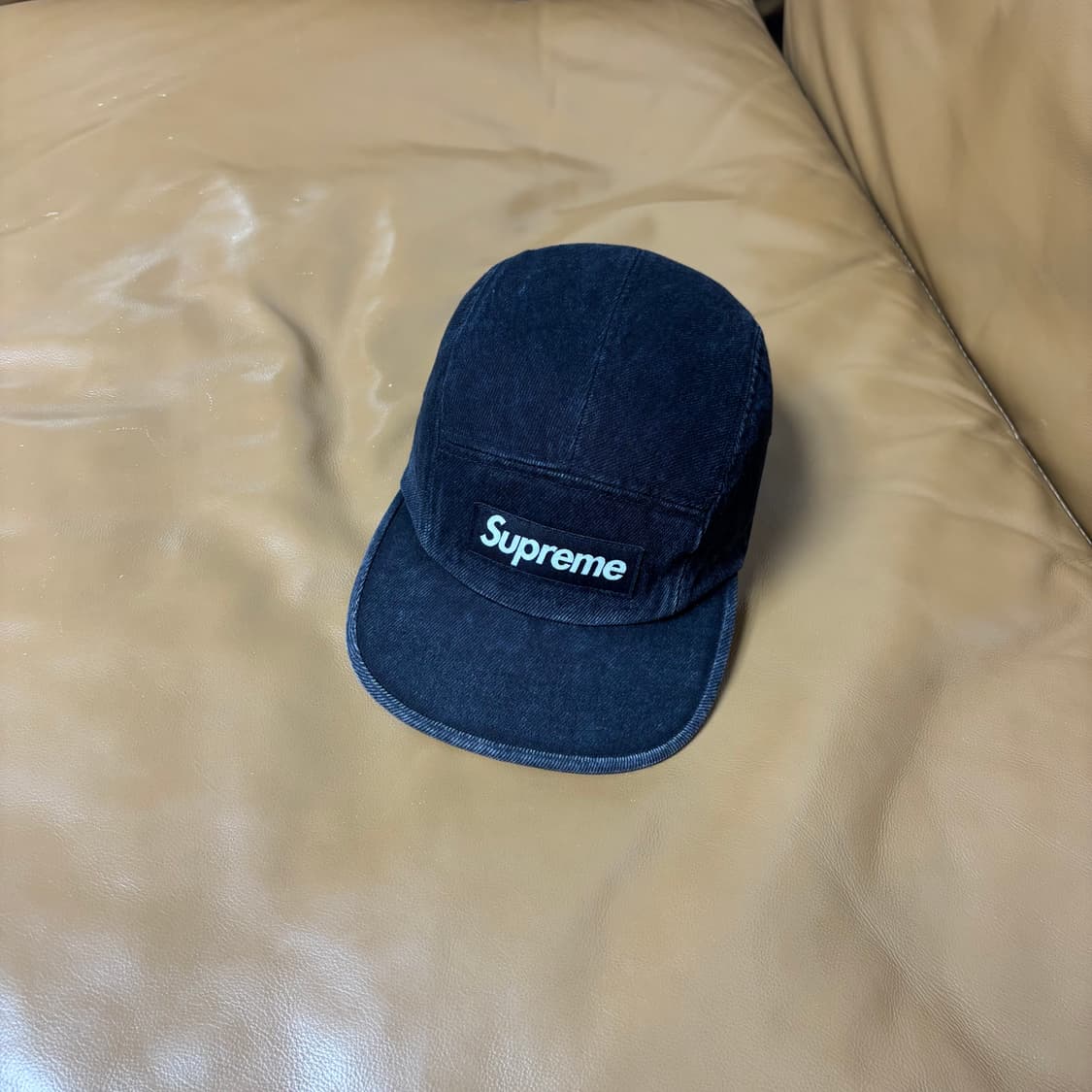 슈프림 캠프캡 모자 박스로고 데님 블랙 상품이미지1