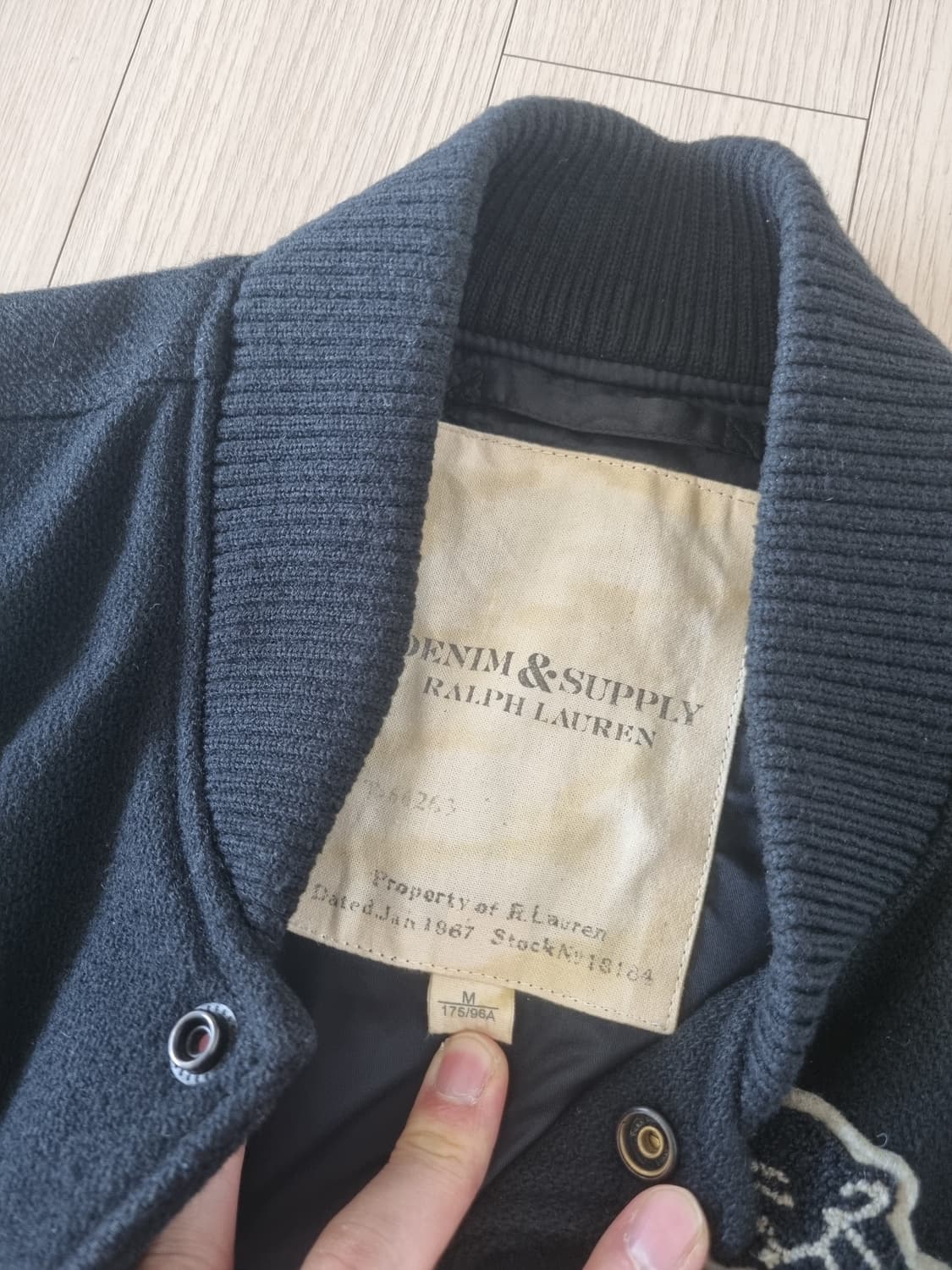 폴로 데님앤서플라이 블랙 바시티 자켓 m 상품이미지10