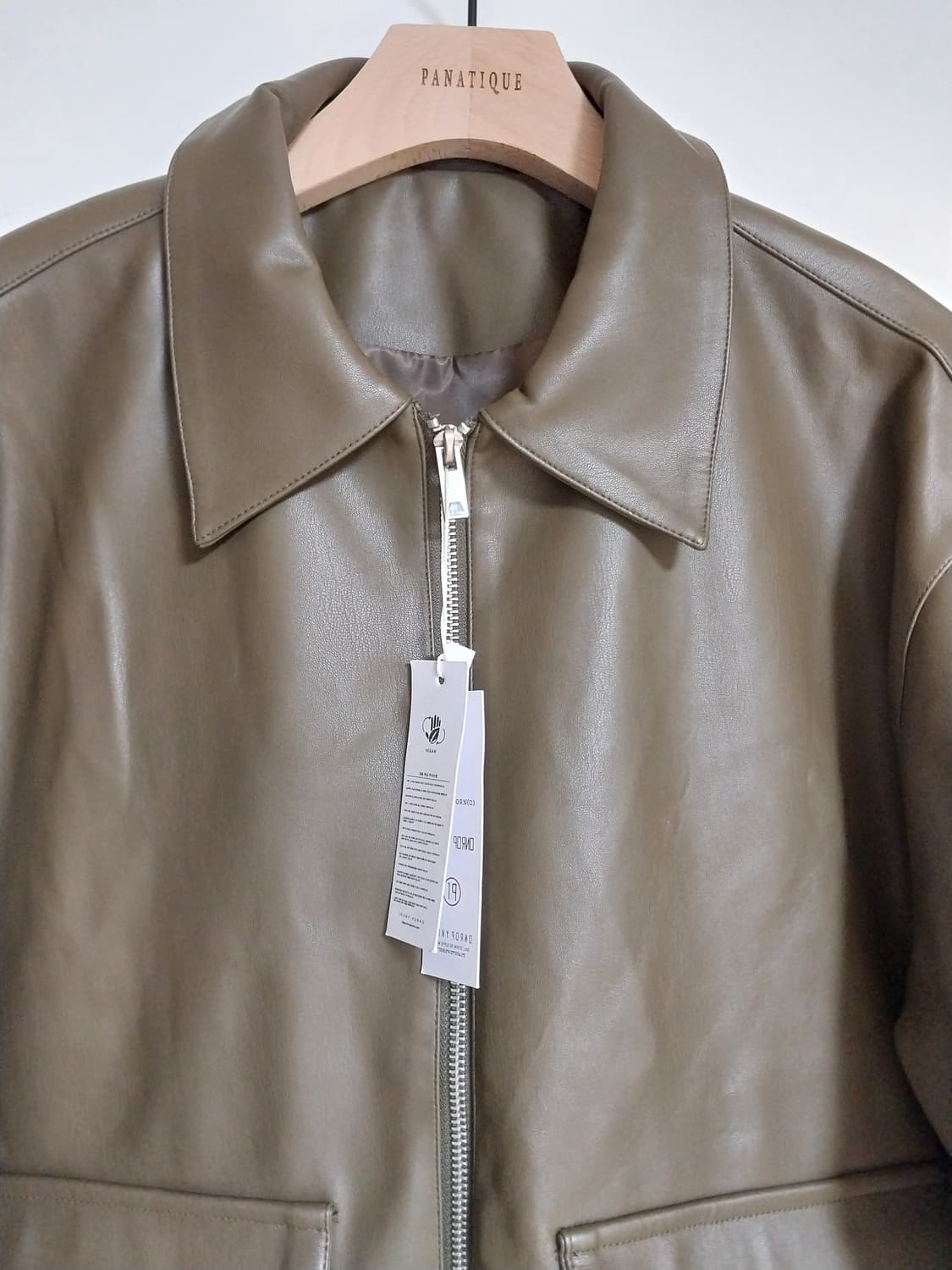 카키 브라운 비건 레더자켓 상품이미지3