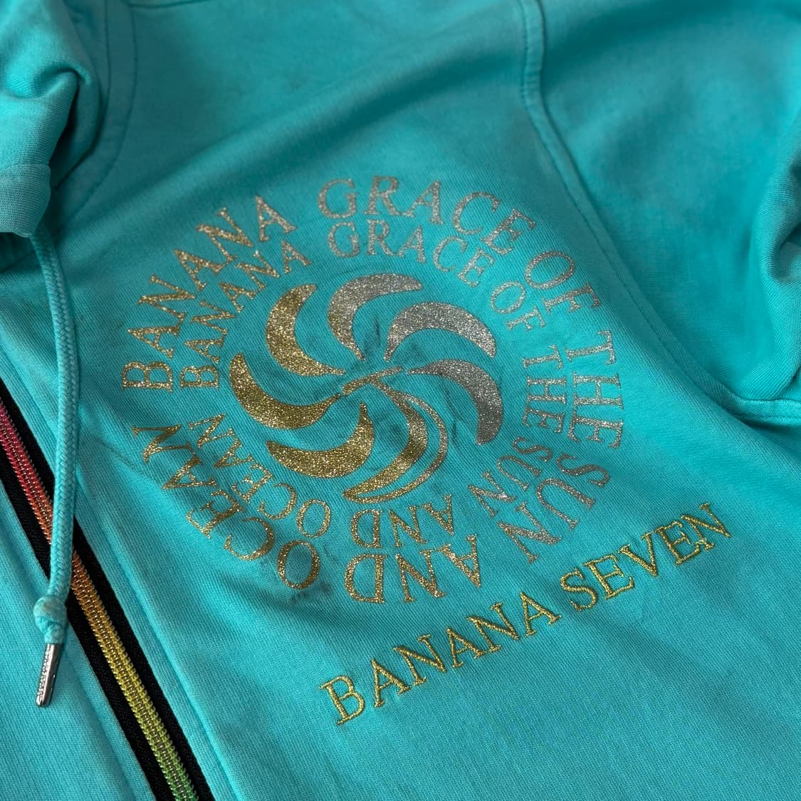 바나나세븐 글리터 로고 민트 후드 집업 상품이미지2