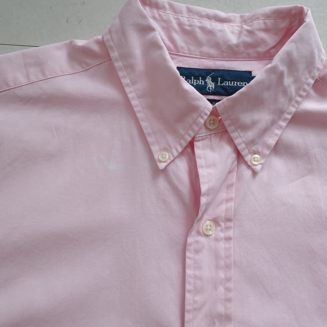90s 폴로 랄프로렌 블레이크 반팔 핑크 셔츠 (L) 상품이미지5