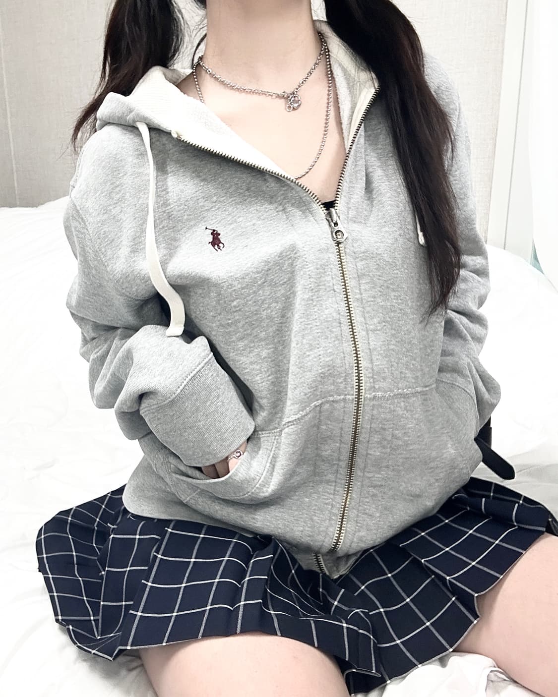 폴로 버건디포니 그레이 후드집업 상품이미지4