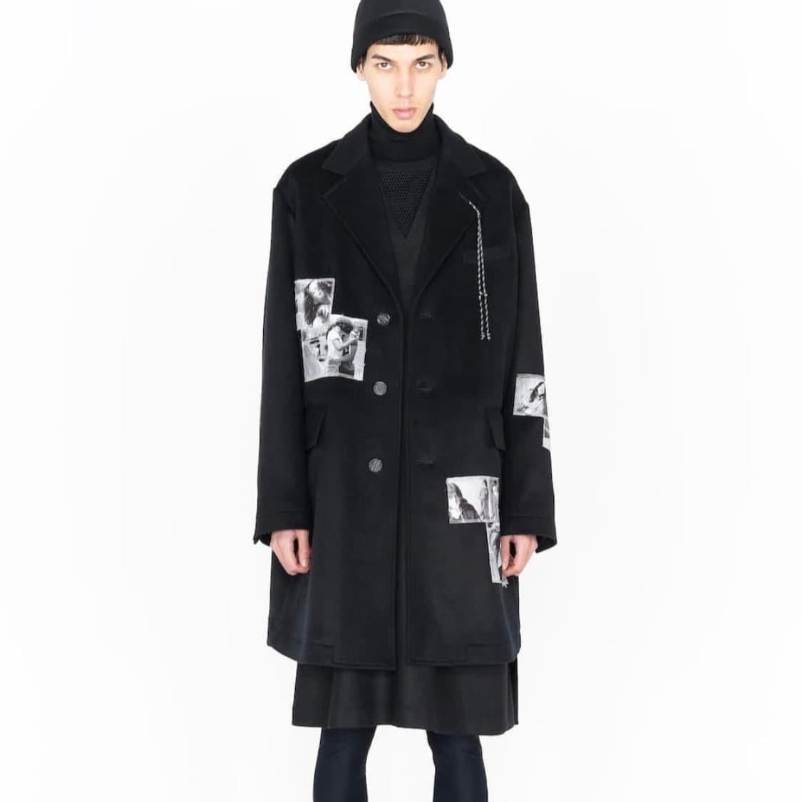 솔로이스트 24aw 패치워크 울 코트 상품이미지2