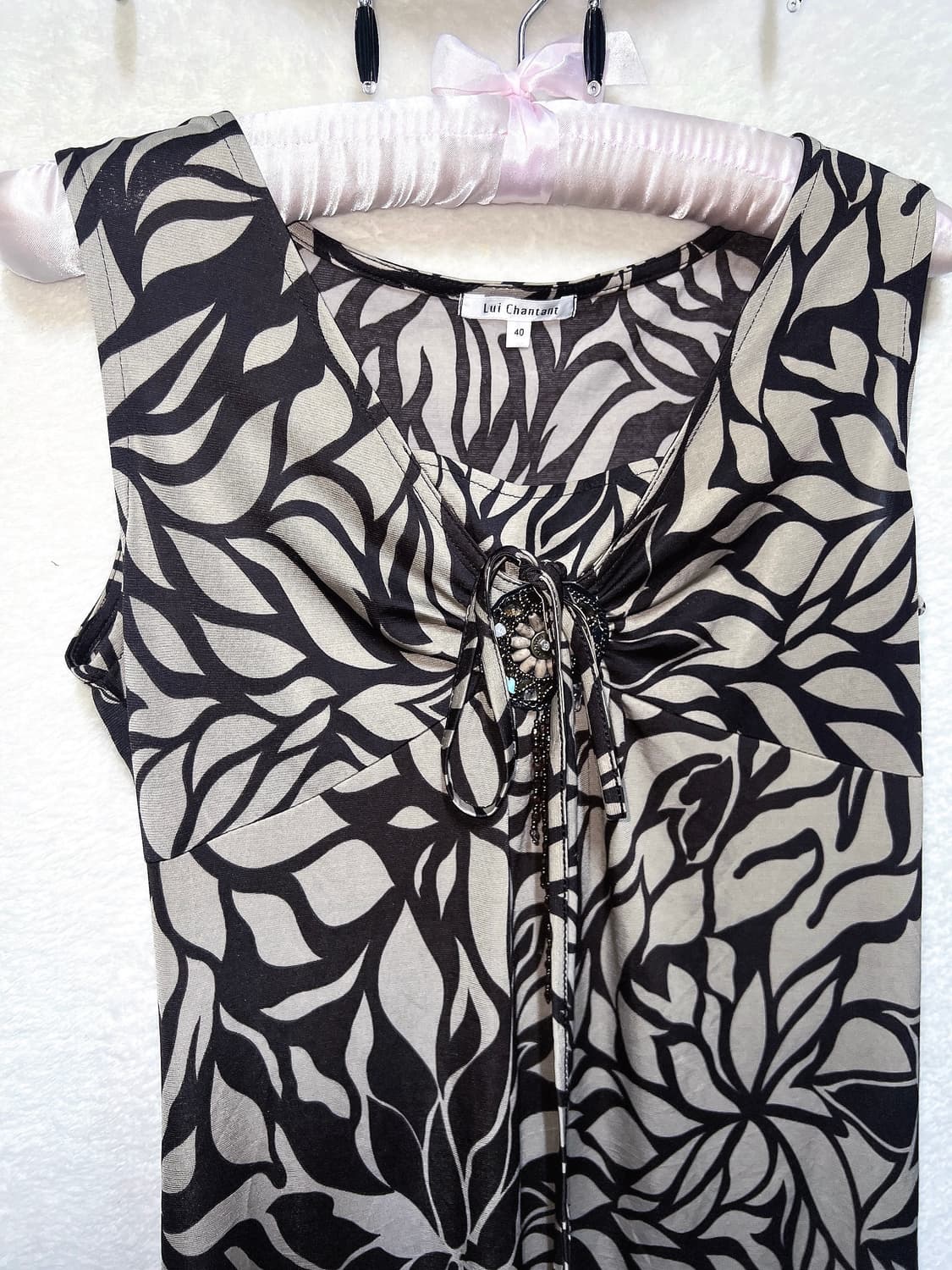 오리엔탈 페어리그런지 비즈장식 플라워패턴 슬리브리스 나시 핀터 미니원피스 상품이미지7