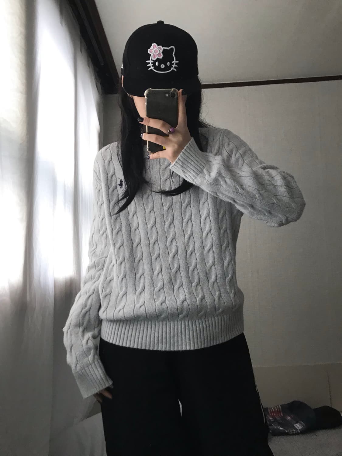 폴로 연그레이 케이블 니트 상품이미지7