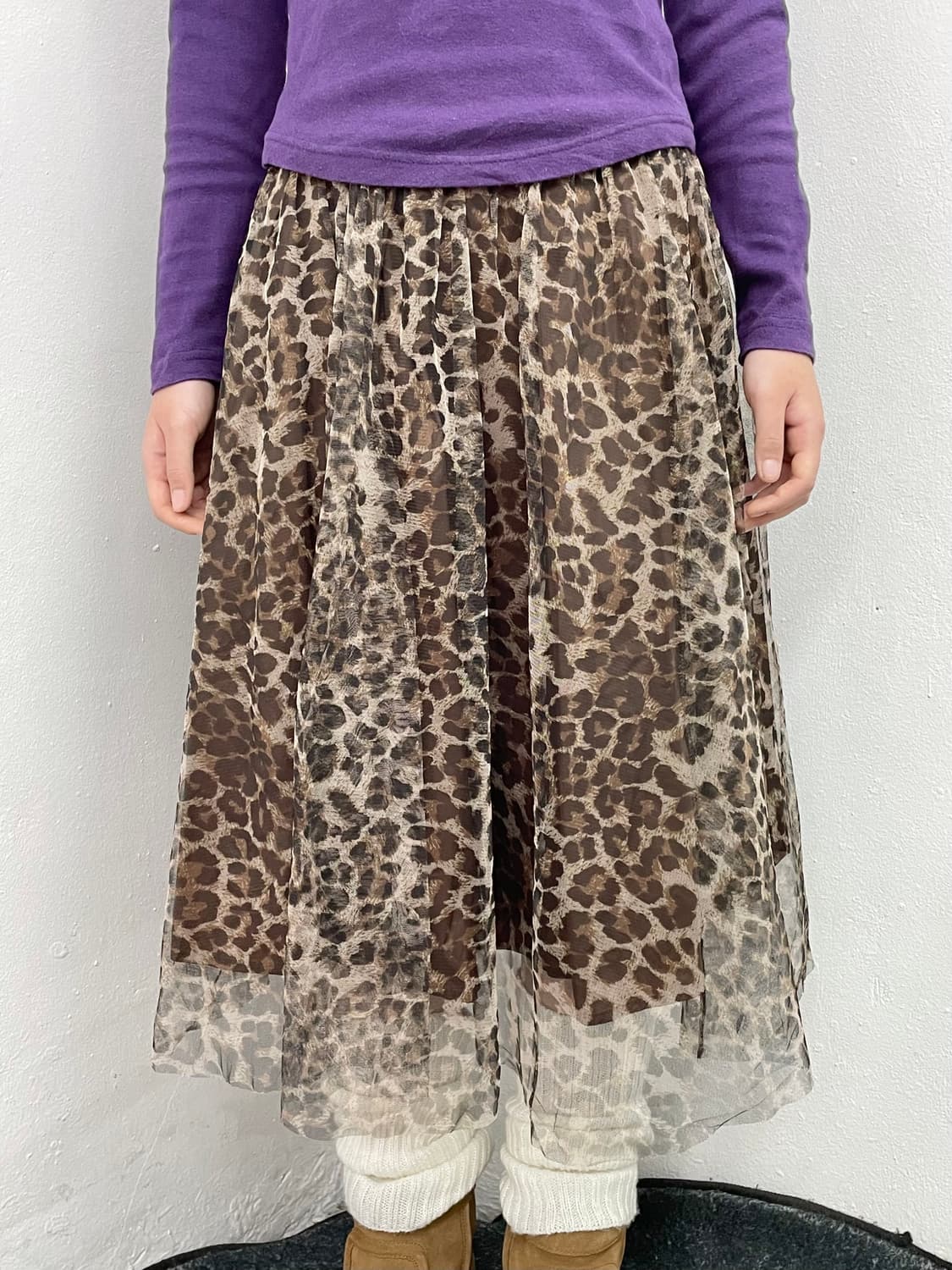 갸루 호피 샤 스커트 상품이미지2