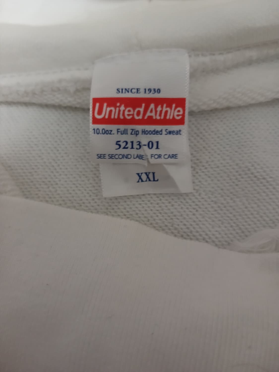 United athle 10온스 화이트 후드집업 상품이미지2