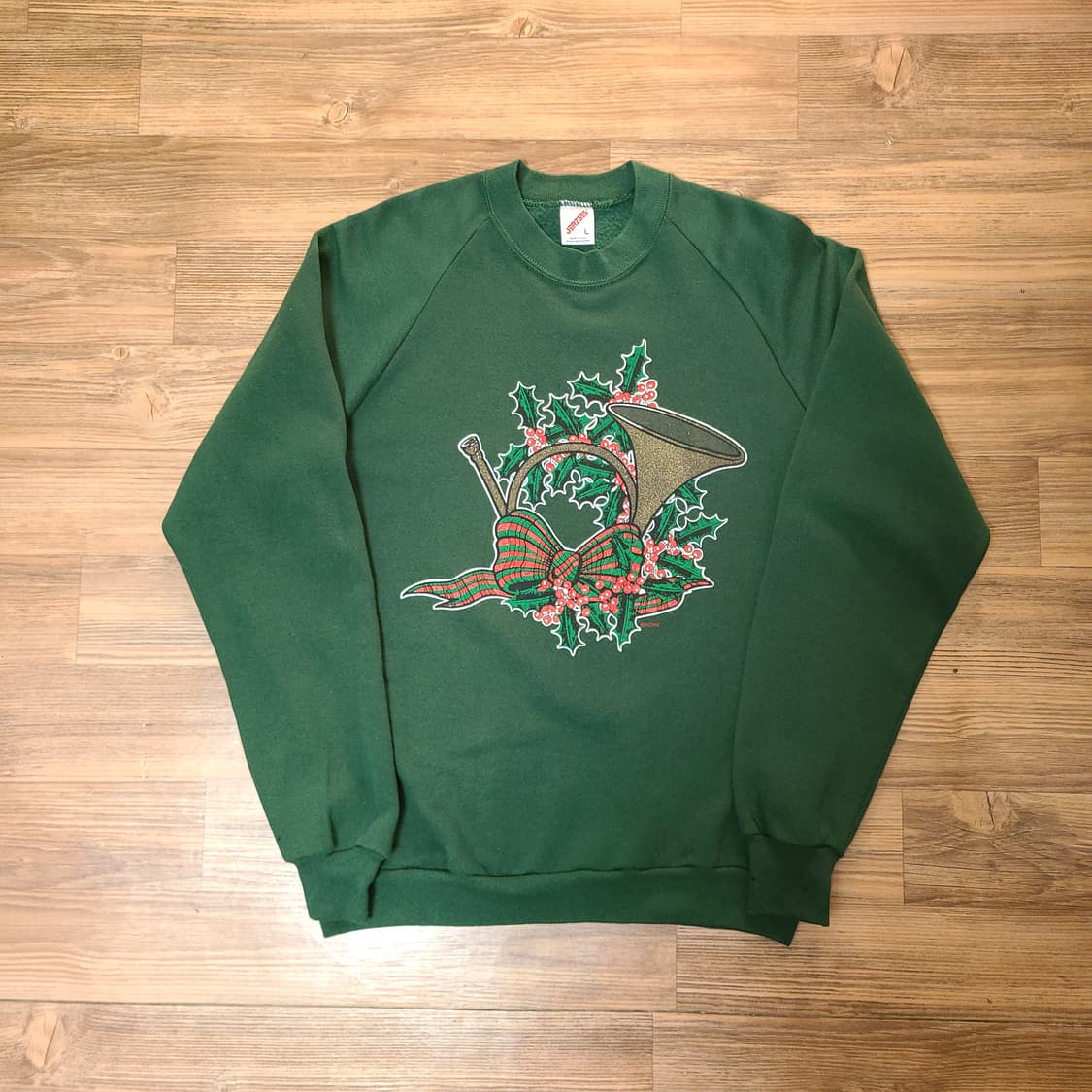 80s USA 빈티지 jerzees 나그랑 카키 스웻셔츠 긴팔 맨투맨 상품이미지1