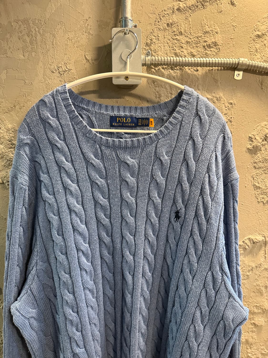 XXL 폴로 랄프로렌 POLO 케이블 니트 코튼 스웨터 블루 상품이미지4