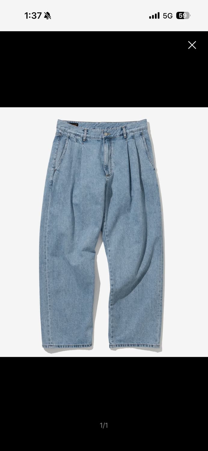 유니폼 브릿지 투턱 데님팬츠 판매합니다. (사이즈 L) 상품이미지1