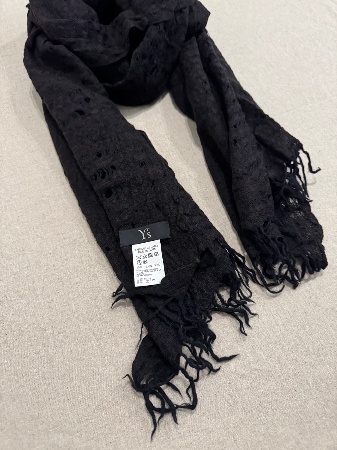 요지야마모토 디스트레스드 울 머플러 상품이미지3