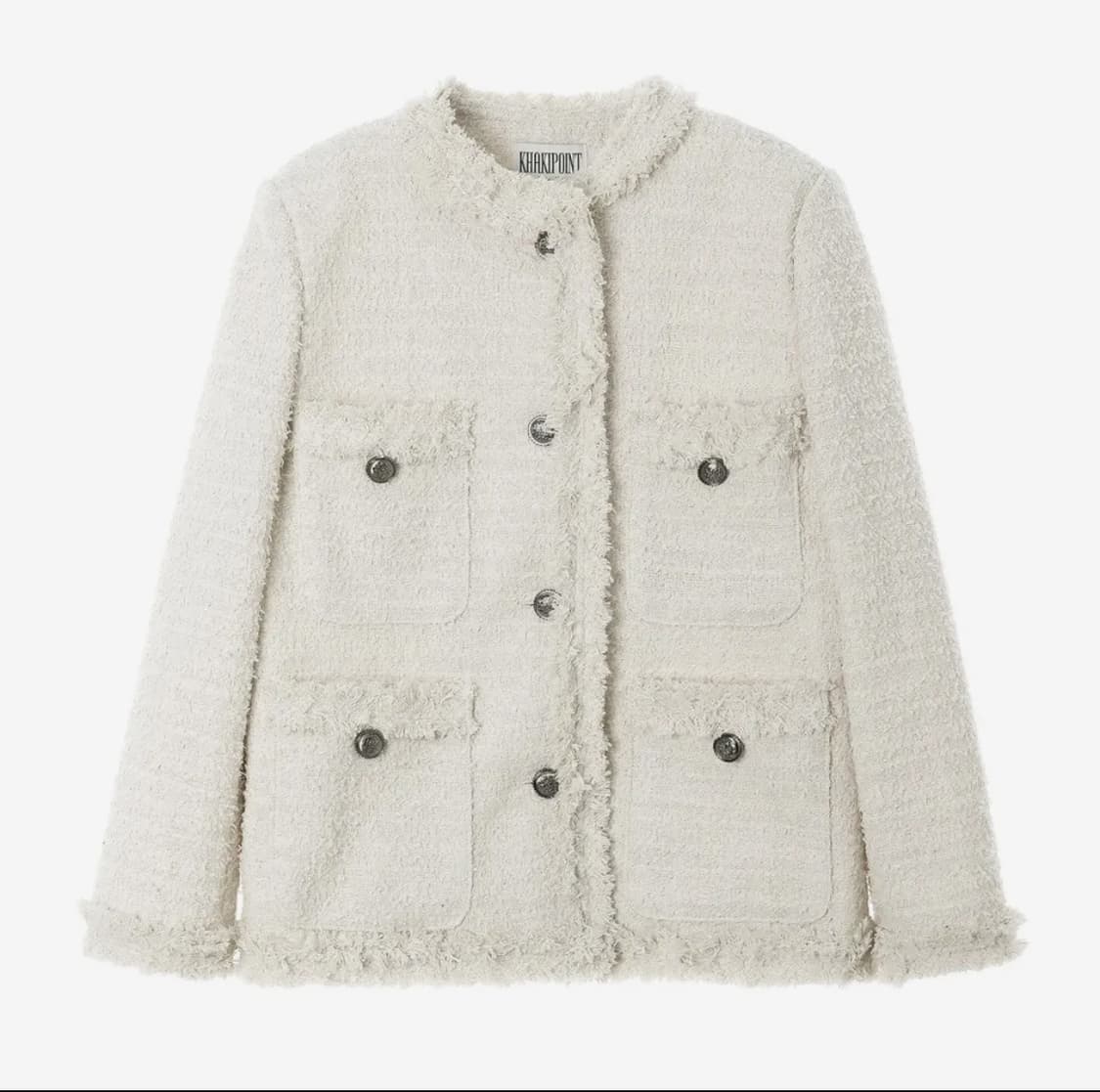 새상품) 카키포인트 앤틱 롱 트위드 자켓 블랙&화이트 상품이미지2