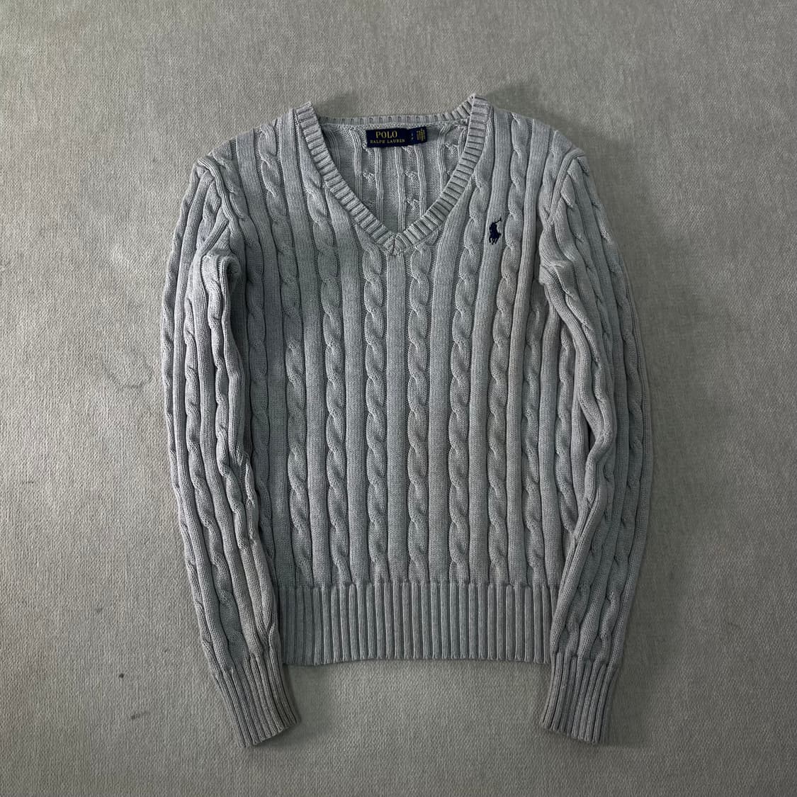 W 95 폴로랄프로렌 꽈배기 브이넥 니트 상품이미지1