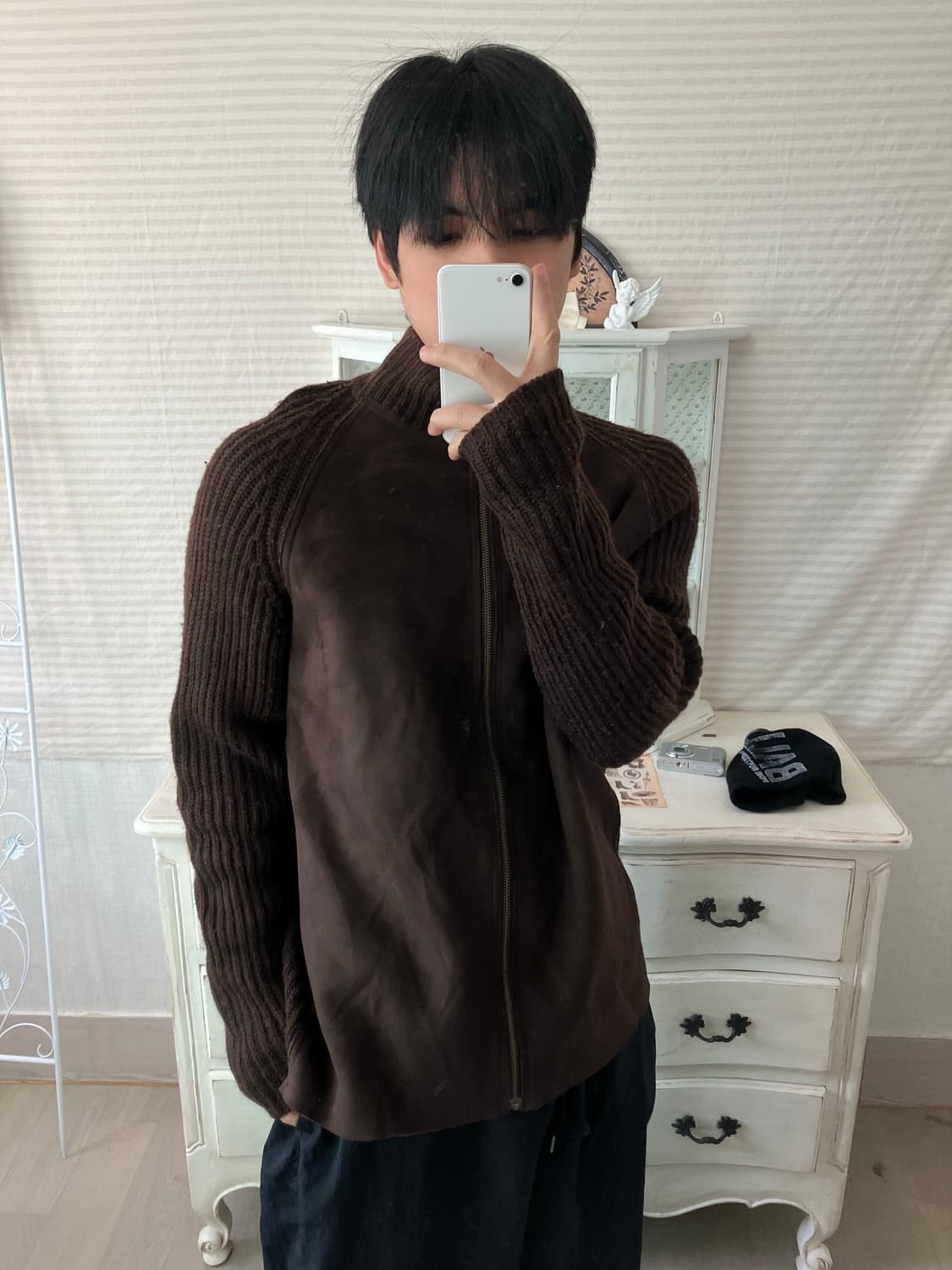 빈티지 초코 브라운 니트 집업 795 y2k 스트릿 갸루 펑키 일본빈티지 상품이미지2