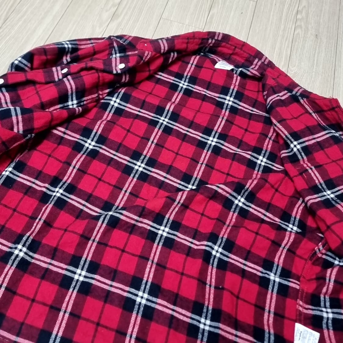 백 넘버 일판 레드 체크 남방 셔츠 긴팔(100) 상품이미지6