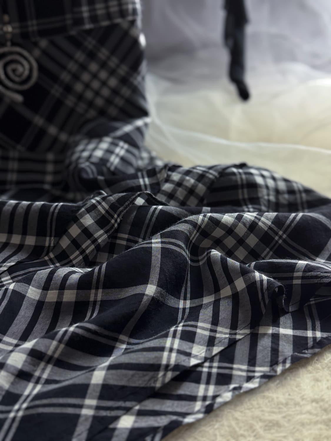 Tartan Square Neck Tiered Dress 0210 상품이미지5