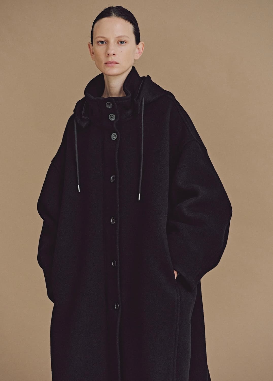 문달 코트 Audrey Hoodie Coat in Black 새상품 상품이미지2