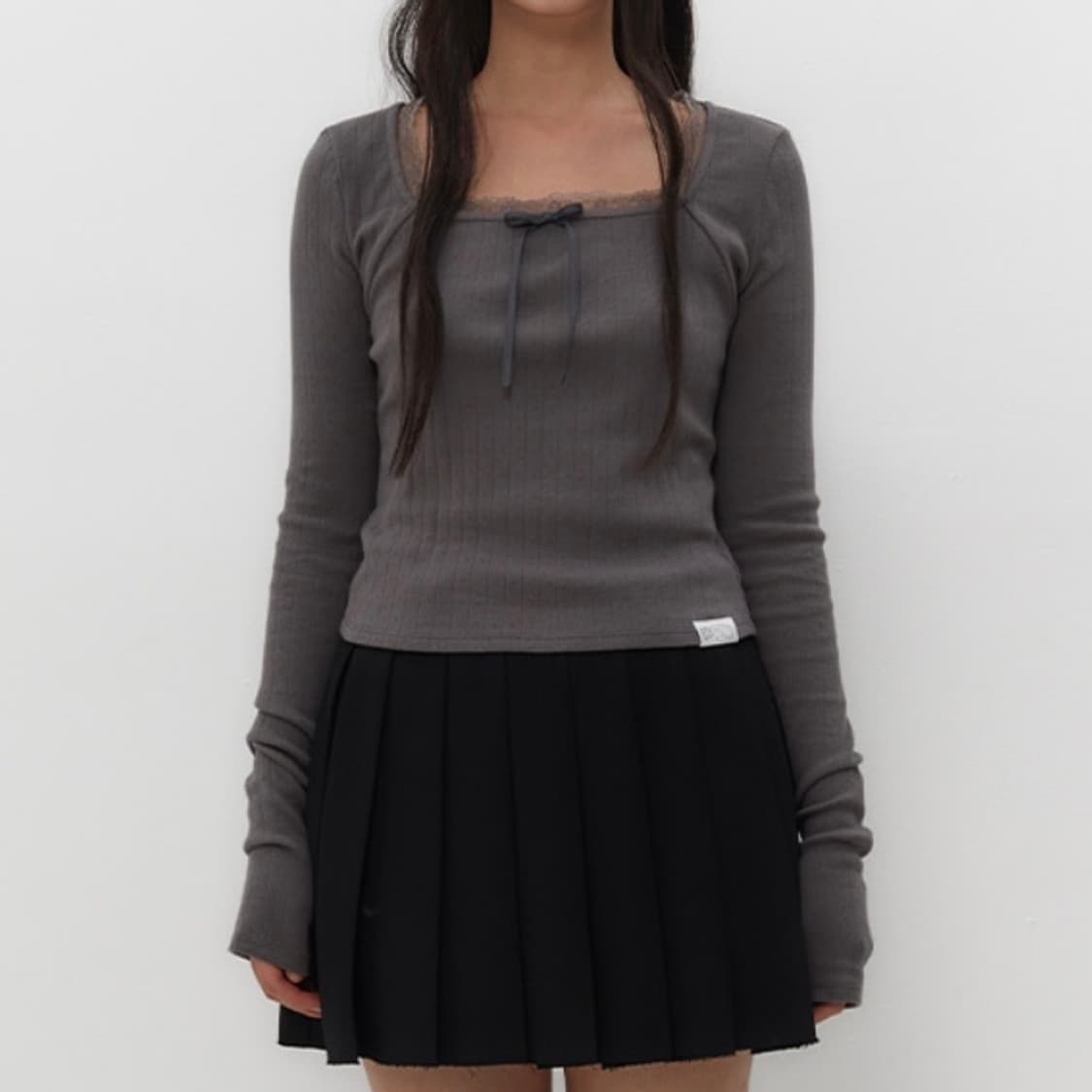 tuomio pointelle long sleeves charcoal 상품이미지1
