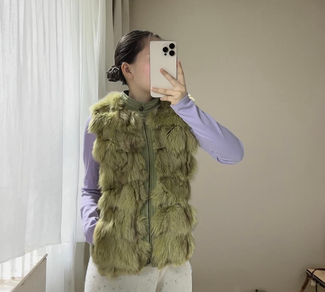 빈티지 말차 여우털 조끼 베스트 상품이미지6