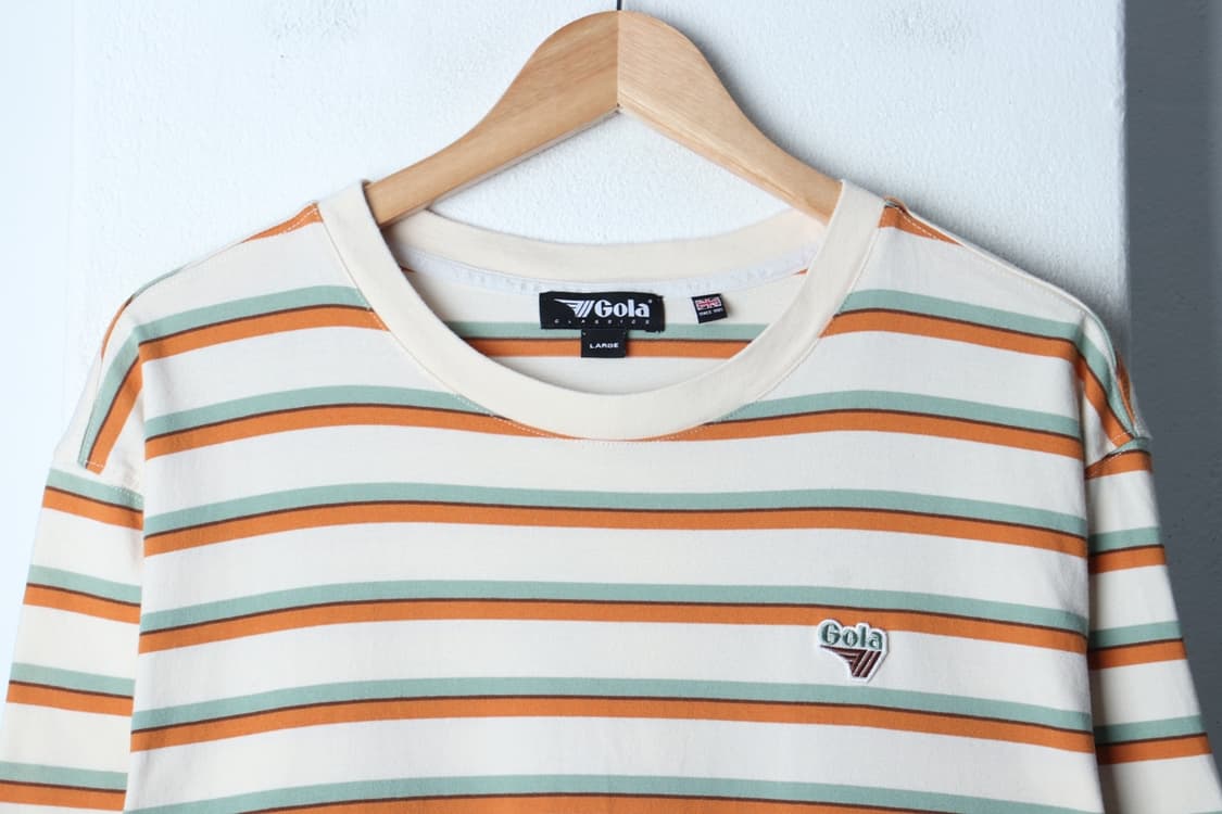 (L-XL) 골라 반팔 티셔츠 스트라이프 베이지 시티보이-H32571 상품이미지3